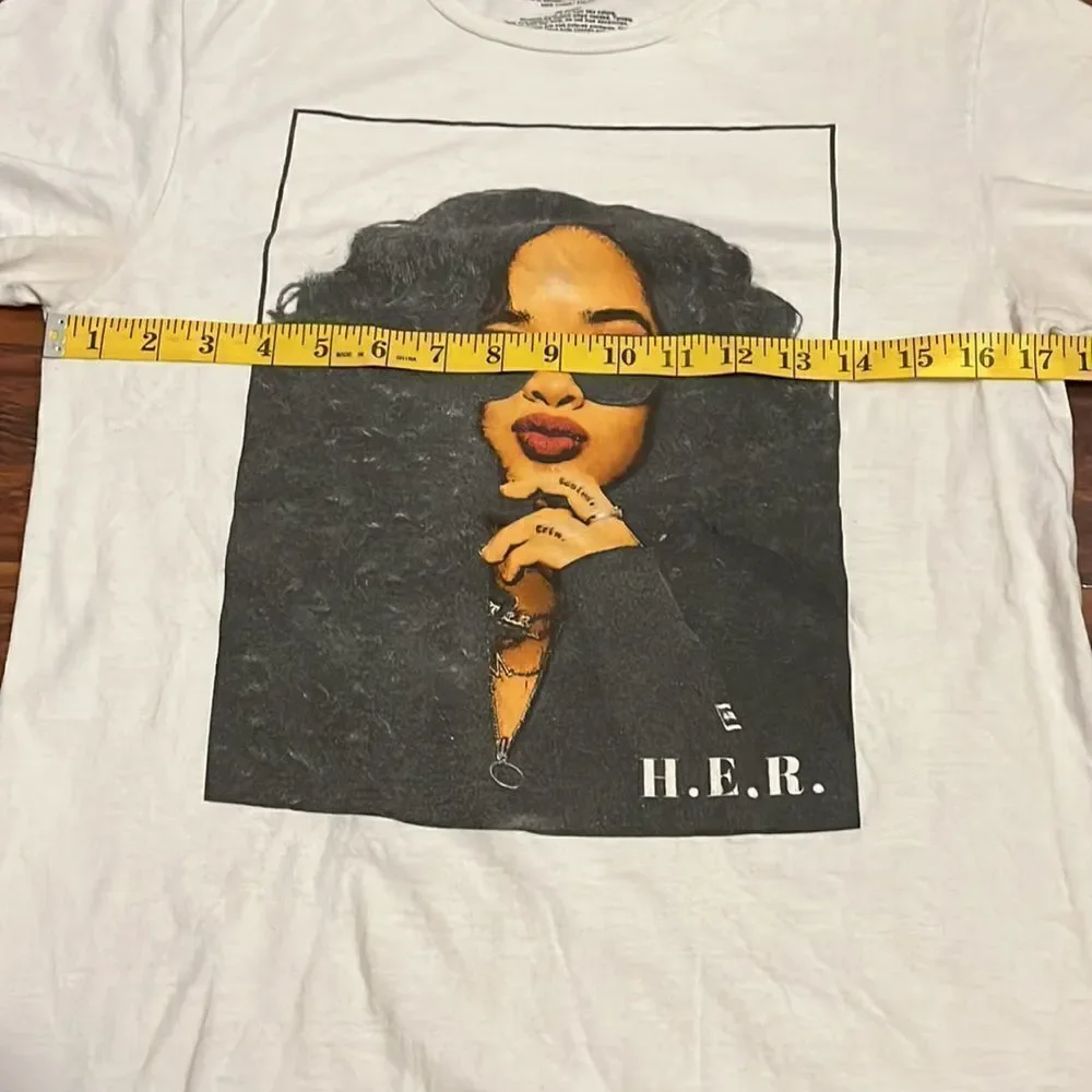H.E.R Singer Artist White Graphic T-Shirt Concert Festival